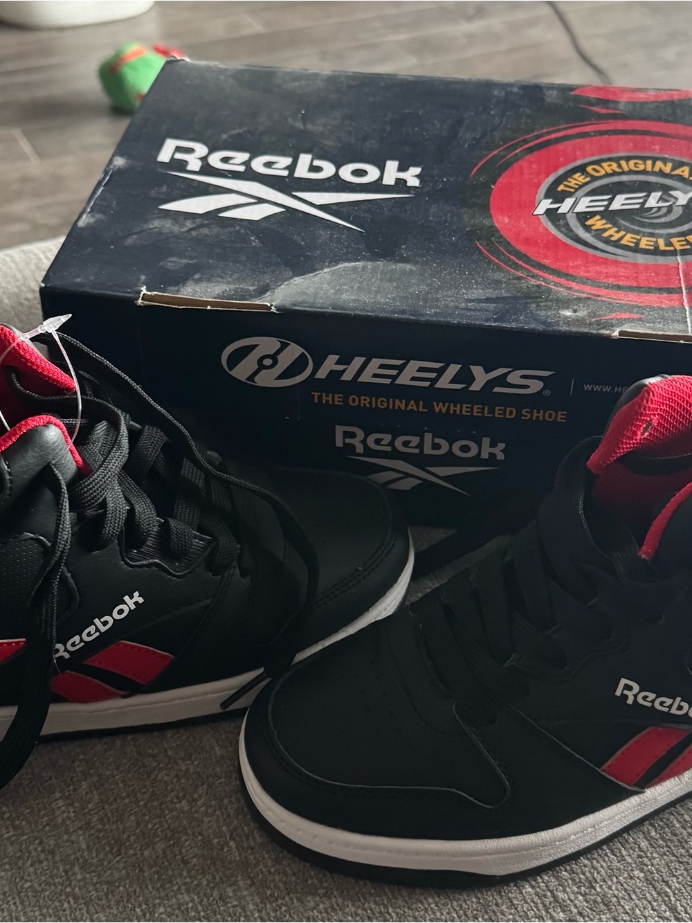 Reebok Kids Black and Red Heelys Wheeled Sneakers